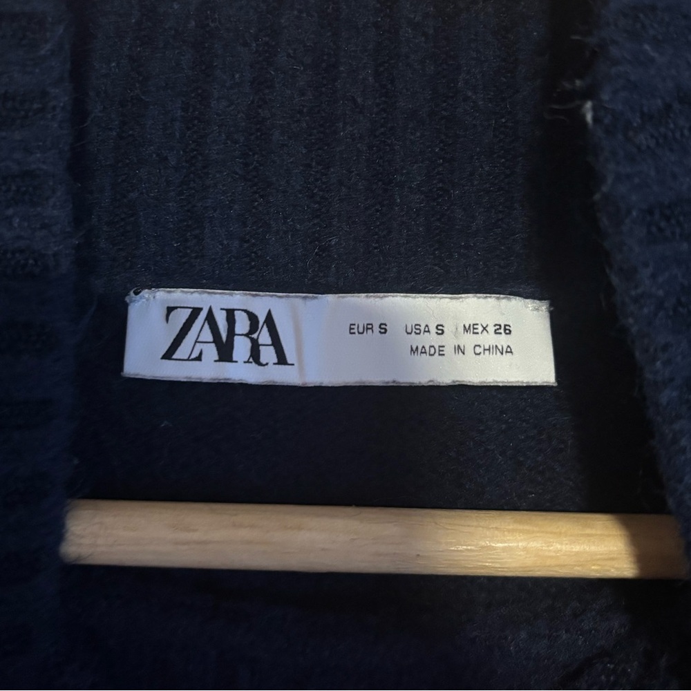 Zara Soft Funnel Neck Navy Blue Swearer Dress- size Small - Picture 5 of 6